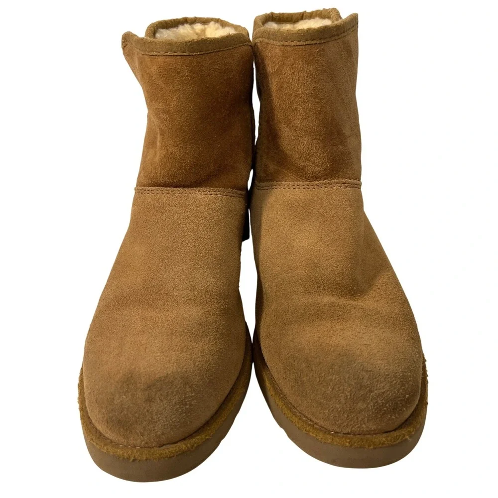 UGG Size 6 Kristen Cherokee Tan‎ Water Resistant Wedge Short Boots Comfort Boho